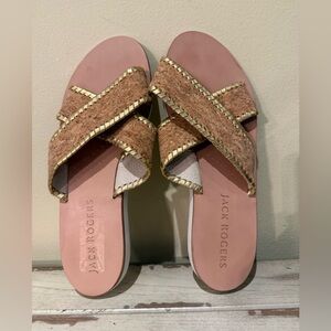 Jack Rogers Cork X Band Sloane Boating Sandals with Gold Trim Size 9M